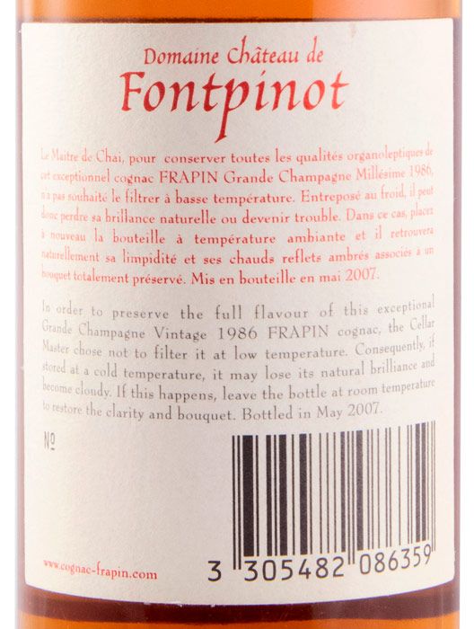 1986 Cognac Frapin Château de Fontpinot XO Grande Champagne 35cl