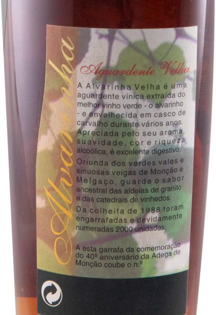 Aguardente Vínica Alvarinha Velha 40 anos 50cl