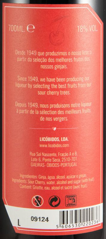 Licor de Ginja Mariquinhas (com fruto)