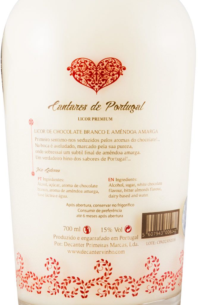 Licor Chocolate Branco e Amêndoa Amarga Cantares de Portugal