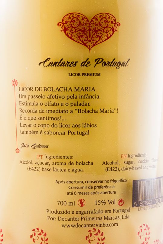 Licor Bolacha Maria Cantares de Portugal