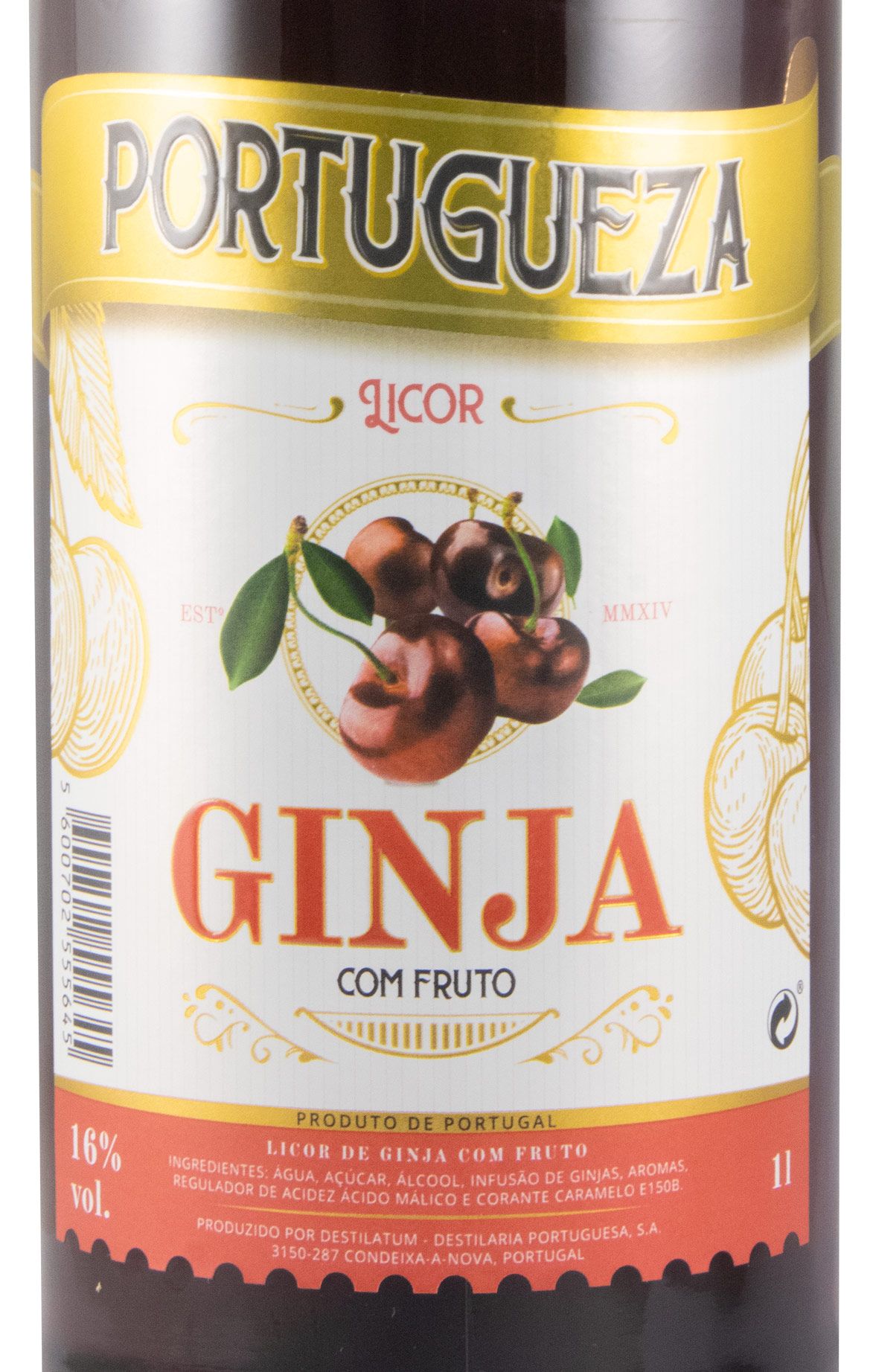 Licor de Ginja Portugueza (com fruto) 1L