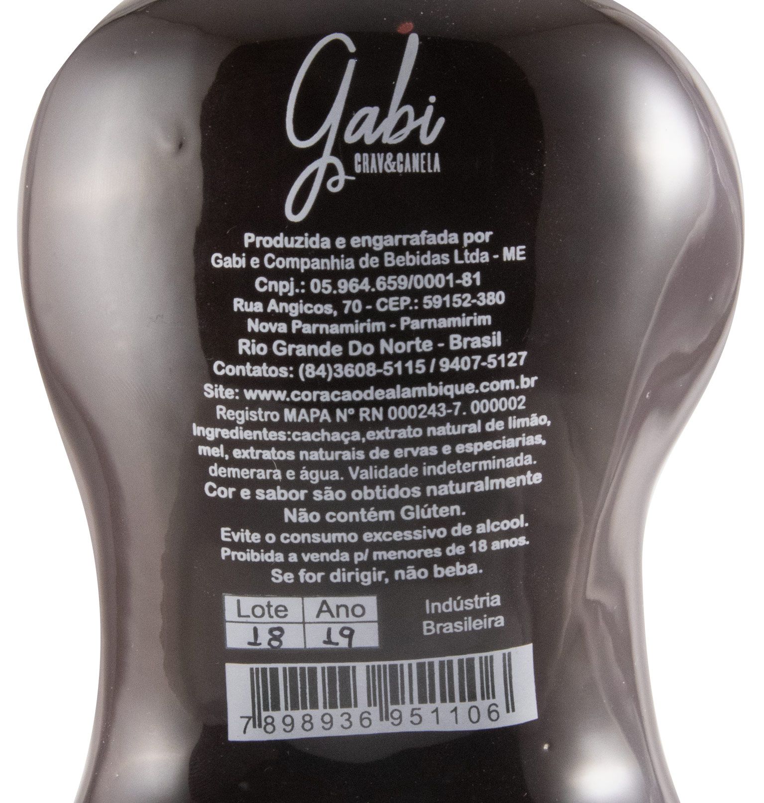 Batida de Cachaça Gabi Crav&Canela (garrafa em cerâmica)