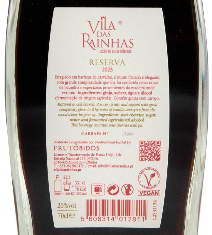 2023 Licor de Ginja d'Óbidos Vila das Rainhas Reserva