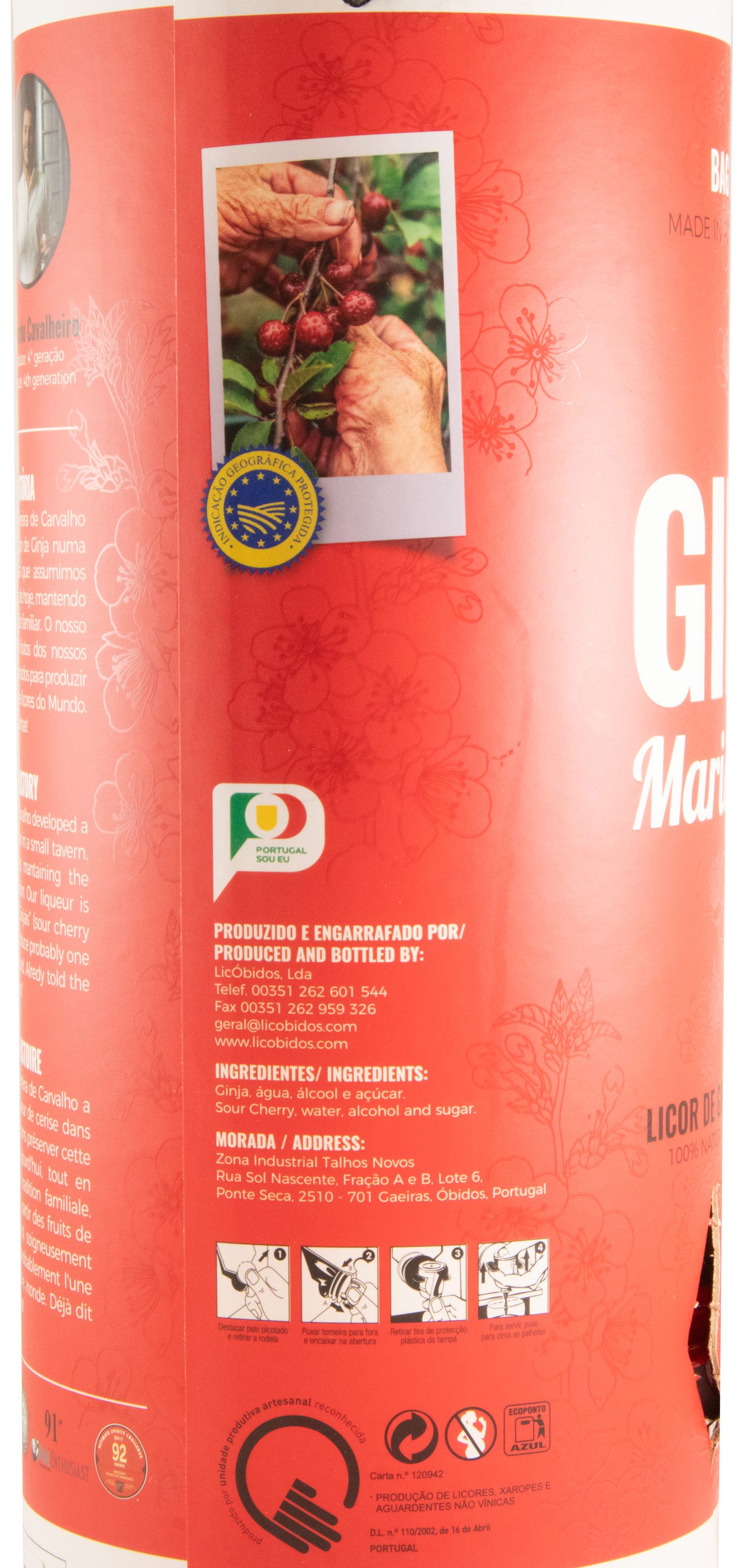 Licor de Ginja Mariquinhas Bag in Box Tubo 3L