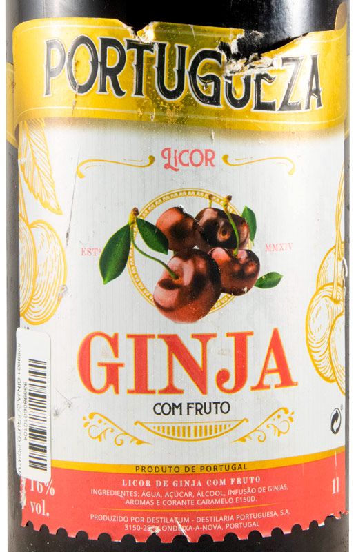 Licor de Ginja Portugueza (com fruto e rótulo danificado) 1L
