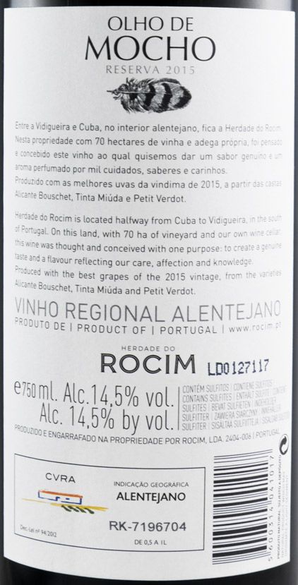 2015 Herdade do Rocim Olho de Mocho Reserva tinto