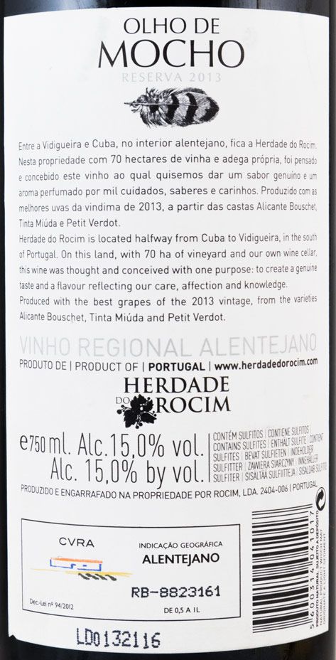 2013 Herdade do Rocim Olho de Mocho Reserva tinto