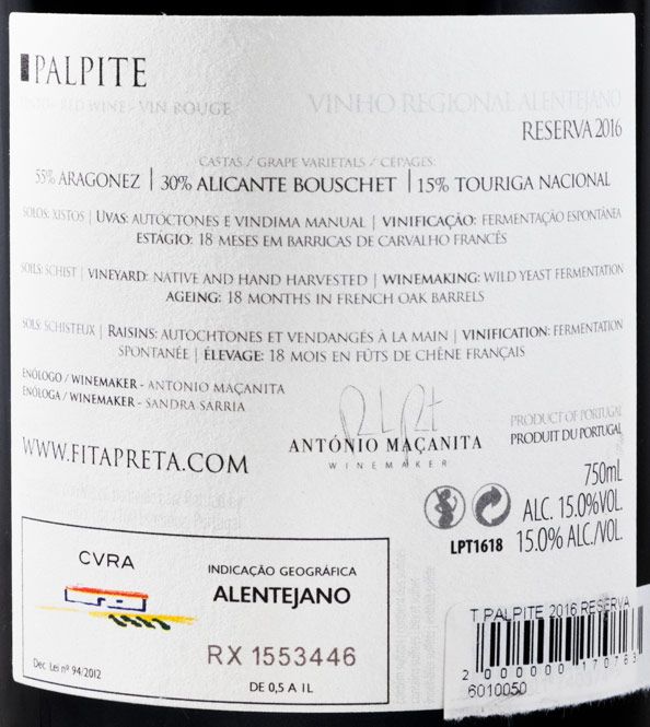 2016 António Maçanita Palpite Reserva red