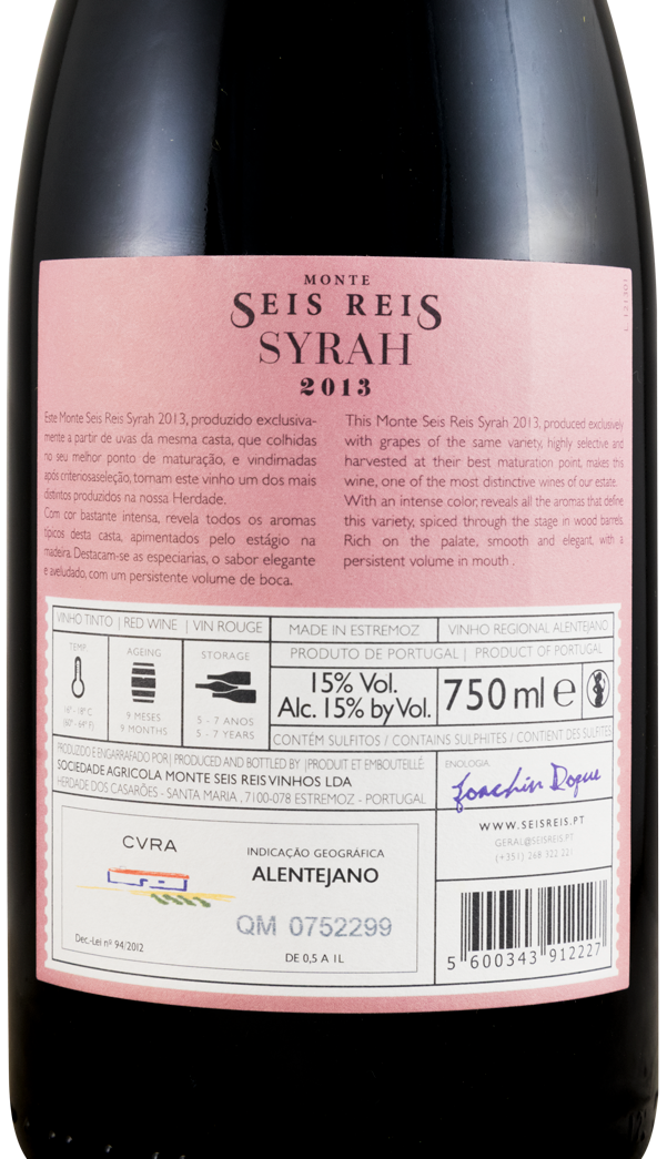 2013 Monte Seis Reis Syrah tinto