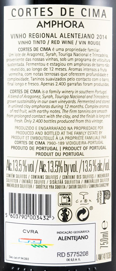 2014 Cortes de Cima Amphora tinto