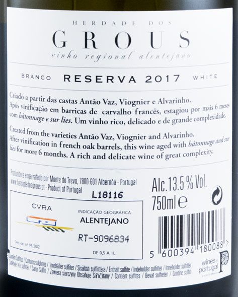2017 Herdade dos Grous Reserva white
