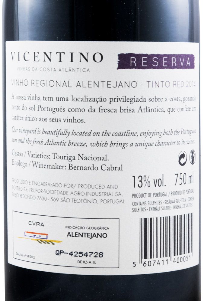 2014 Vicentino Reserva red