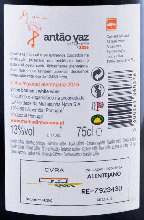 2016 Monte da Peceguina Antão Vaz white