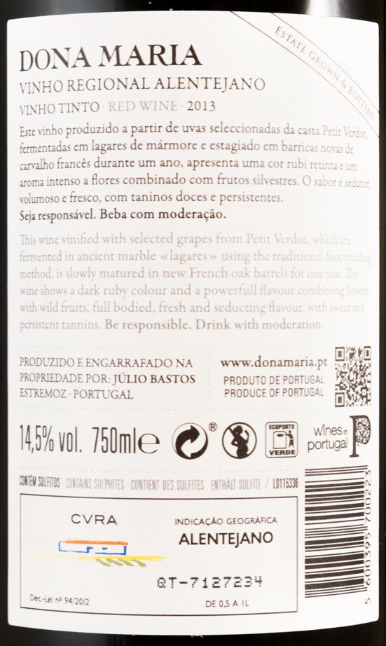 2013 Júlio Bastos Dona Maria Petit Verdot tinto