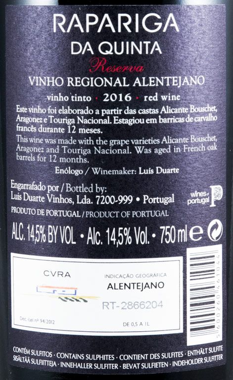 2016 Rapariga da Quinta Reserva tinto