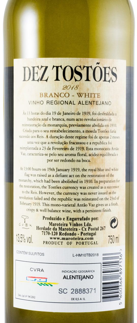 2018 Herdade da Maroteira Dez Tostões white