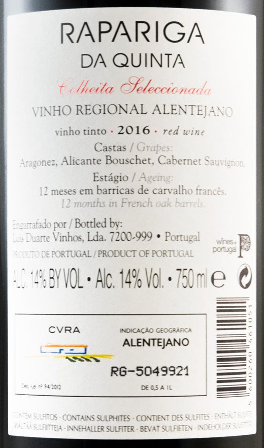 2016 Rapariga da Quinta Colheita Seleccionada red