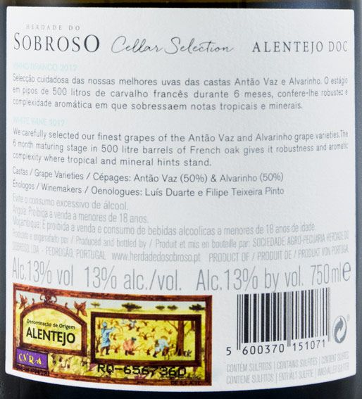 2017 Herdade do Sobroso Cellar Selection branco