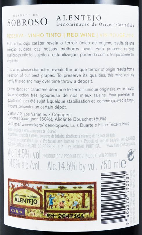 2014 Herdade do Sobroso Reserva red