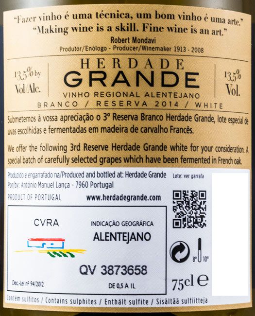 2014 Herdade Grande Reserva branco