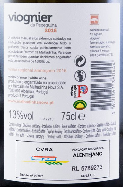 2016 Monte da Peceguina Viognier white