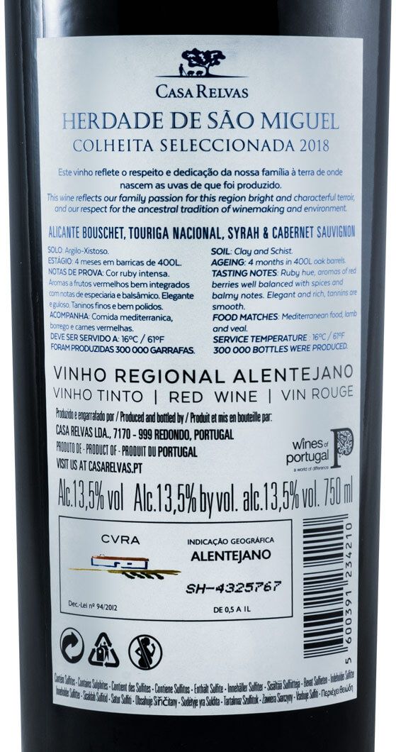 2018 Herdade de São Miguel Colheita Seleccionada red