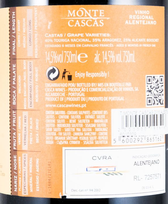 2016 Monte Cascas Alentejo red