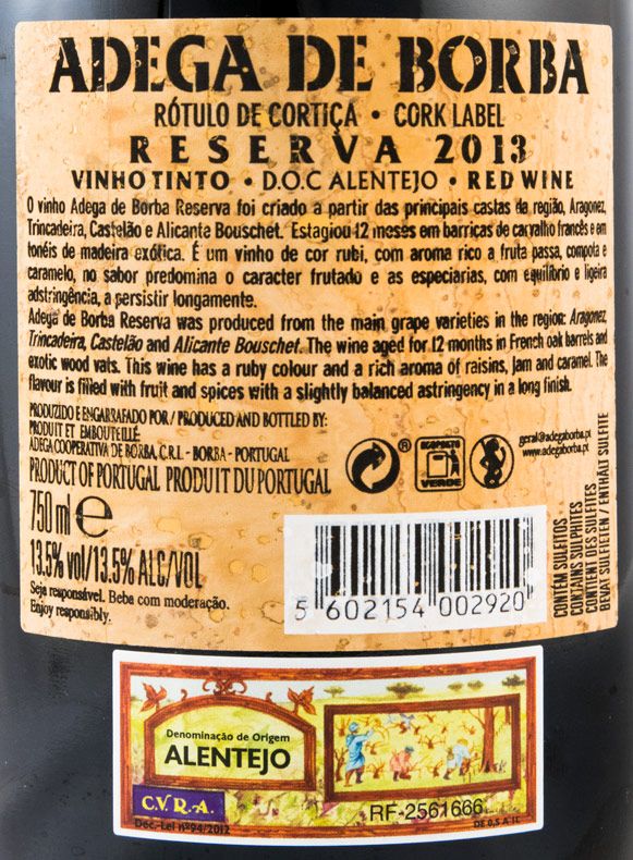 2013 Borba Reserva red (cork label)