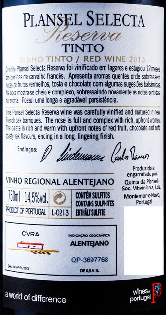 2013 Plansel Selecta Reserva tinto