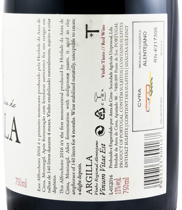 2016 Talha de Argilla Alfrocheiro tinto