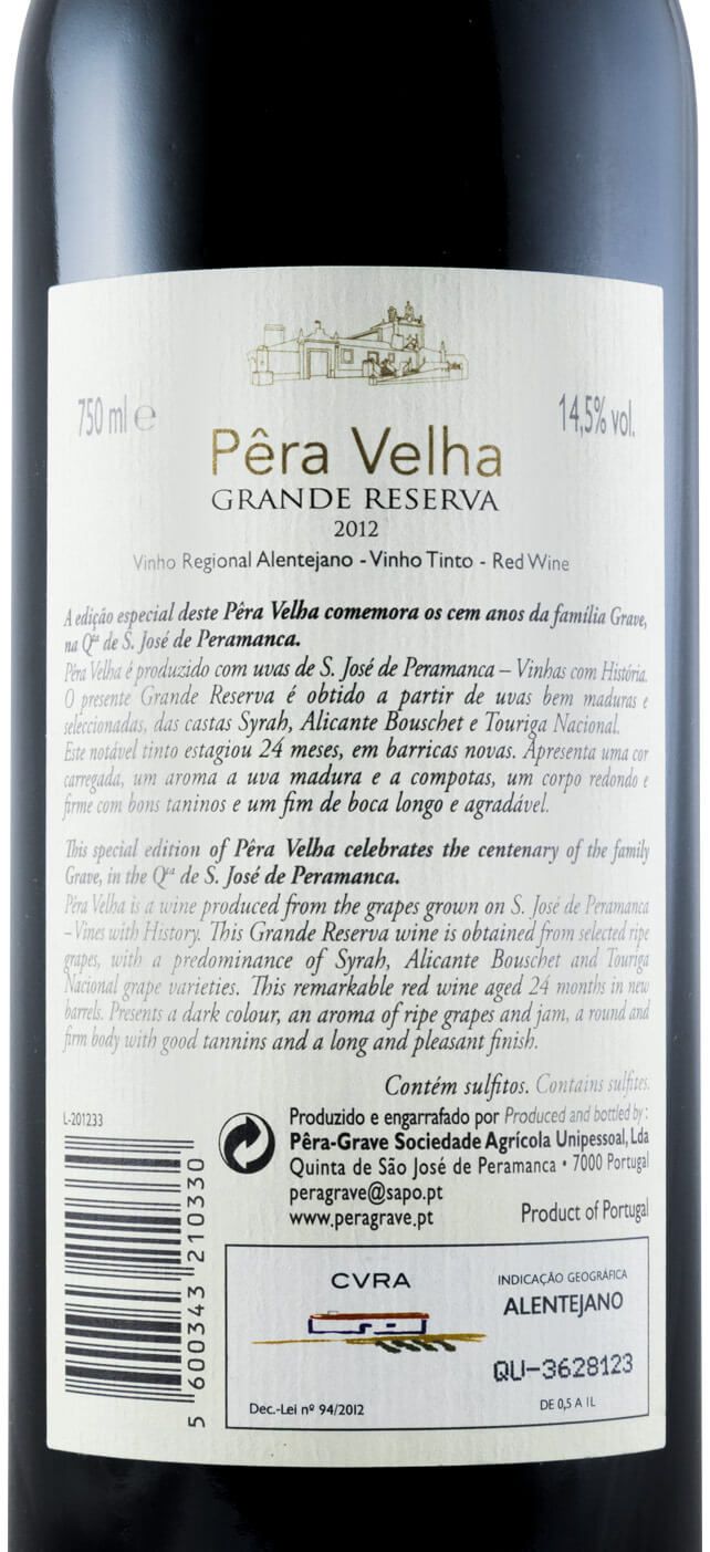 2012 Pêra Velha Grande Reserva red