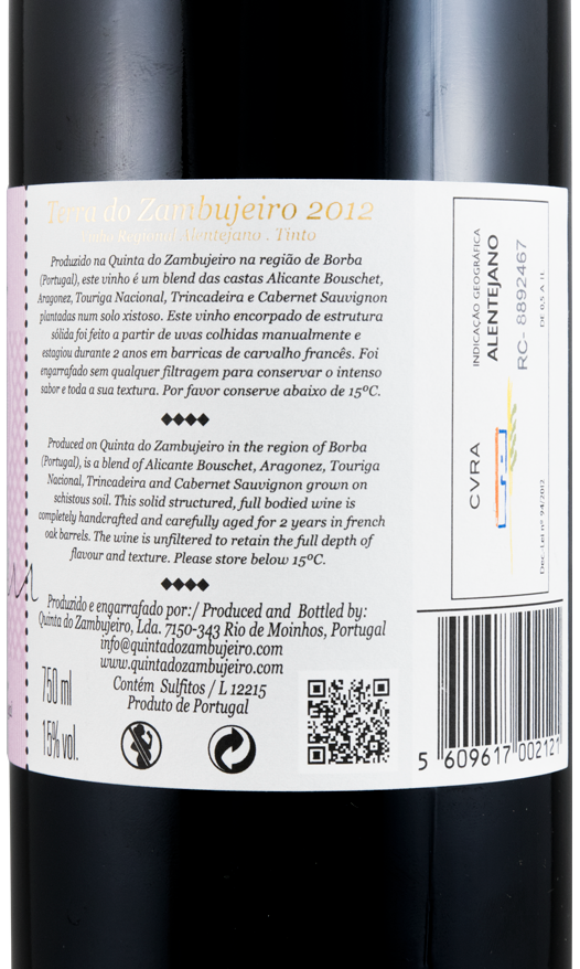 2012 Terra do Zambujeiro tinto