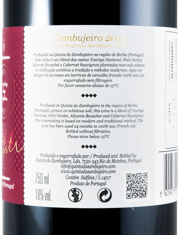 2014 Zambujeiro tinto