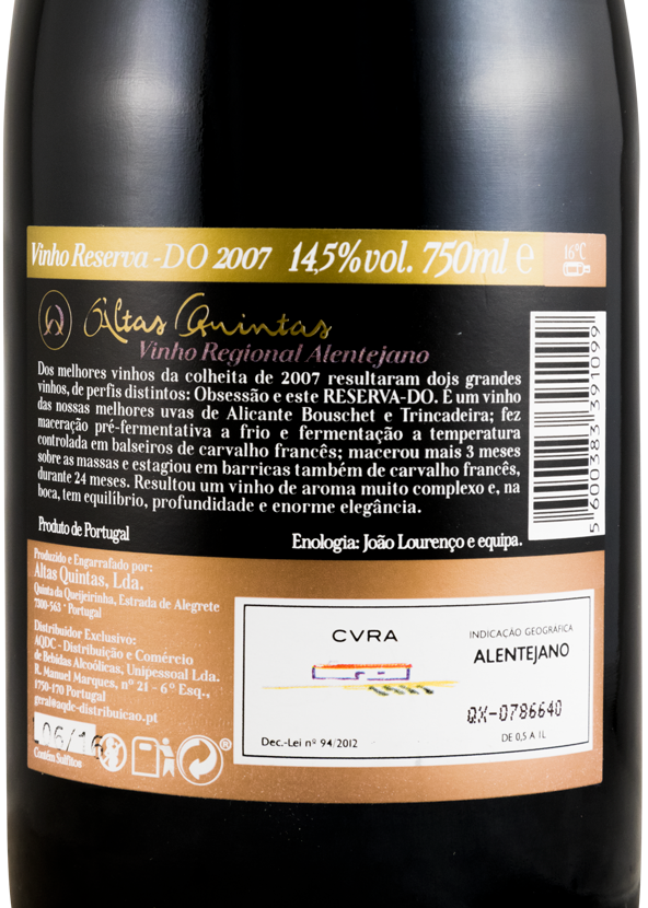 2007 Altas Quintas Reserva-Do red