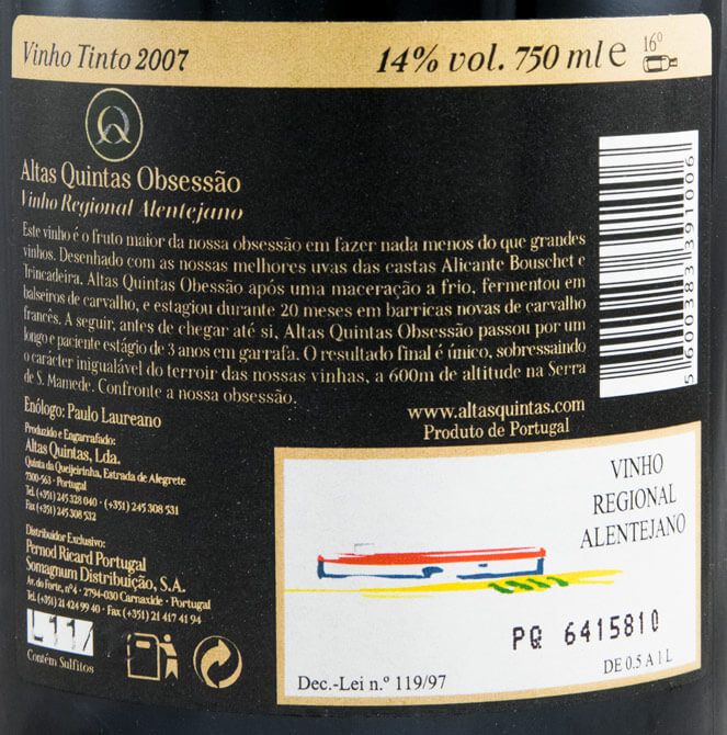 2007 Altas Quintas Obsessão red