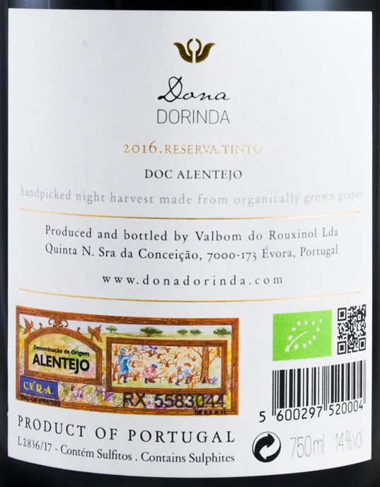 2016 Dona Dorinda Reserva organic red
