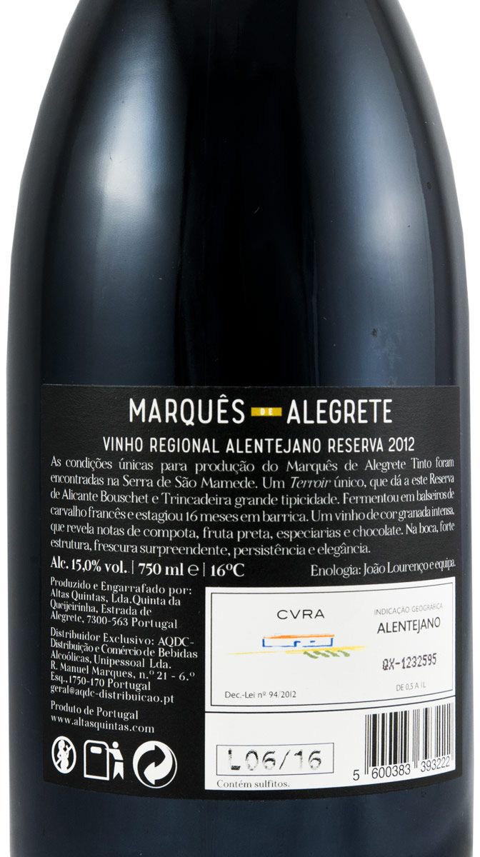 2012 Marquês de Alegrete Reserva red