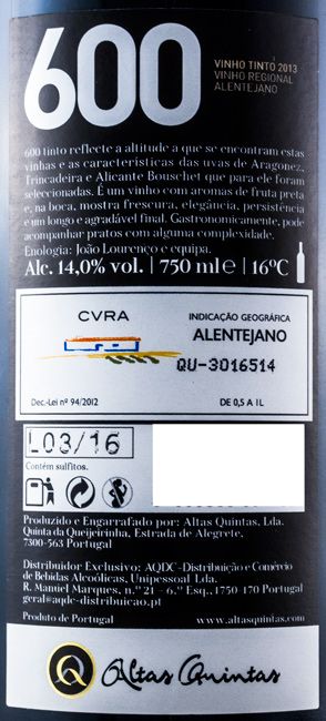 2013 600 Altas Quintas tinto