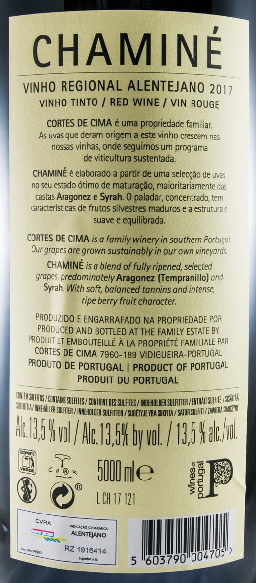 2017 Cortes de Cima Chaminé red 5L