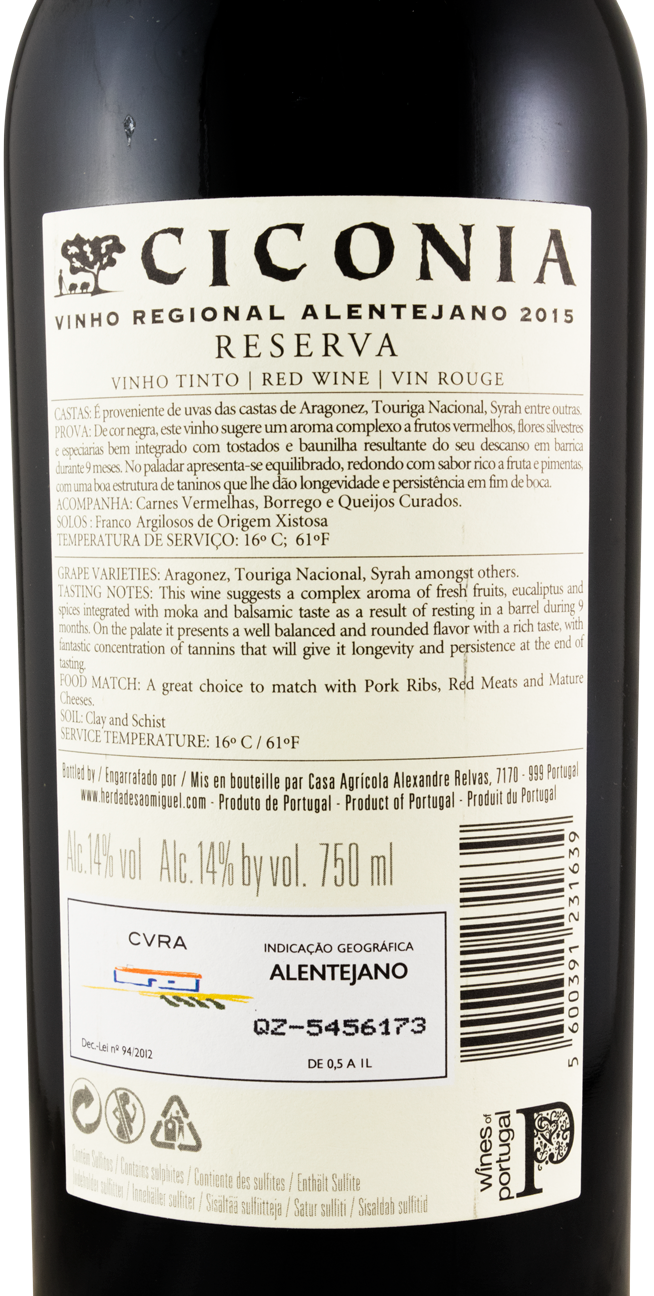 2015 Ciconia Reserva red