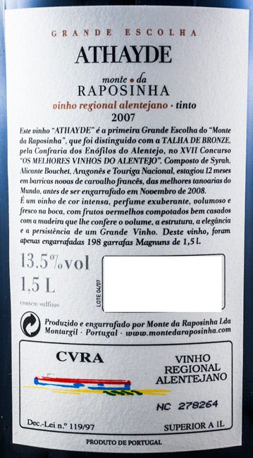 2007 Athayde Grande Escolha tinto 1,5L