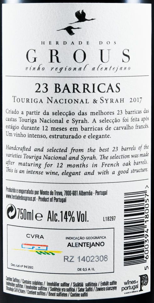 2017 Herdade dos Grous 23 Barricas tinto