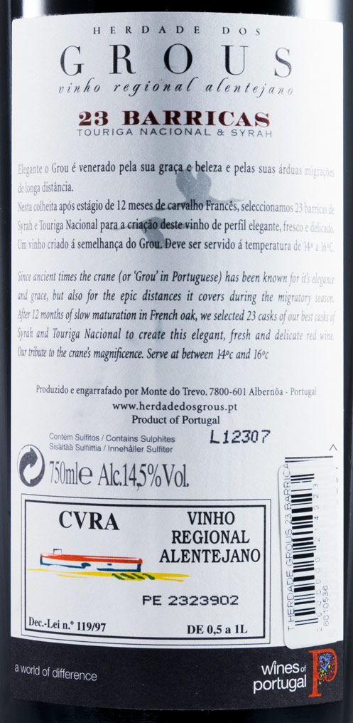 2011 Herdade dos Grous 23 Barricas red