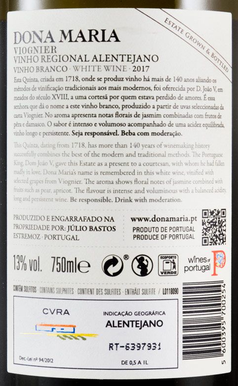 2017 Júlio Bastos Dona Maria Viognier branco
