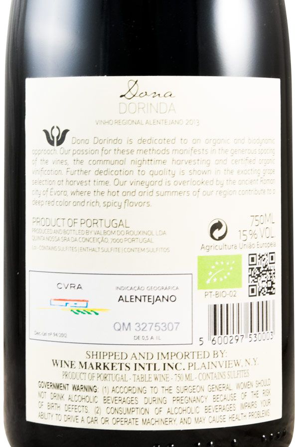 2013 Dona Dorinda Reserva biologico red