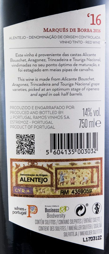 2016 João Portugal Ramos Marquês de Borba tinto