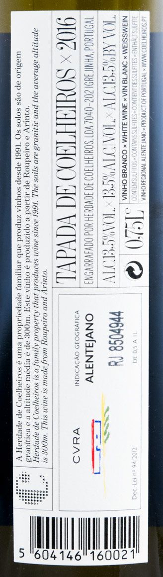 2016 Tapada de Coelheiros branco