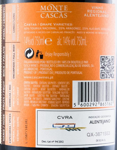 2015 Monte Cascas Alentejo tinto