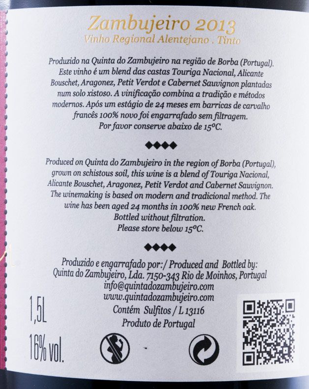 2013 Zambujeiro tinto 1,5L